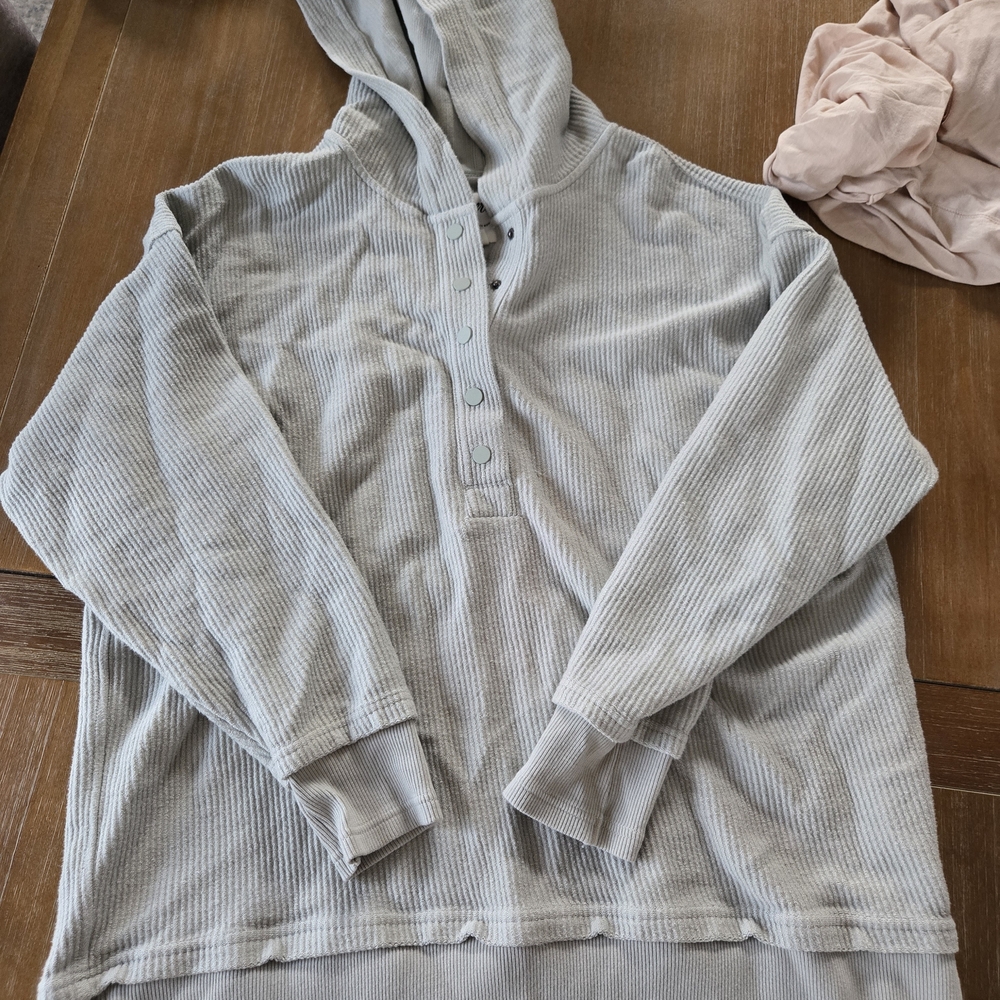 Aerie Light Sage Button Up Pullover